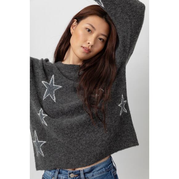 Rails Virgo Charcoal White Stars Cashmere Blend Pulliver Sweater Size XL - Picture 1 of 13